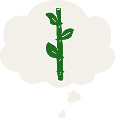 bir insan tarafından çizilmiş, düşünce baloncuklu çizgi film bambusu.