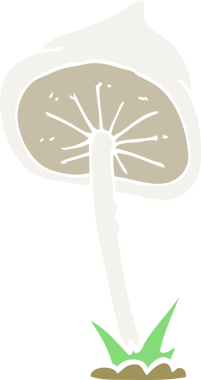 Bir insan tarafından çizilmiş mantarın düz renk çizimi