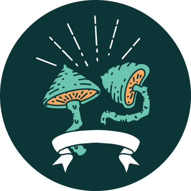 Bir insan tarafından çizilmiş dövme stili mantarların simgesi