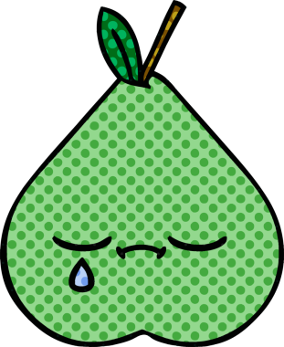 bir insan tarafından çizilmiş yeşil bir armut çizgi romanı