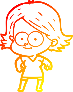 Bir insan tarafından çizilmiş mutlu bir çizgi film kızı çizimi