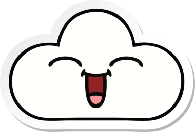 Bir insan tarafından çizilmiş şirin beyaz bulut etiketi.