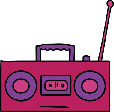 Bir insan tarafından çizilmiş retro kaset çaların karalamaları.