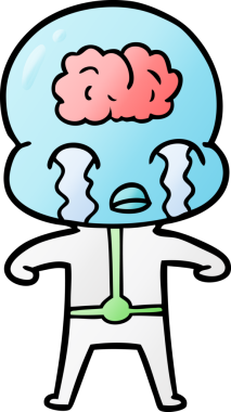 Bir insan tarafından çizilmiş koca beyinli bir uzaylı ağlaması.