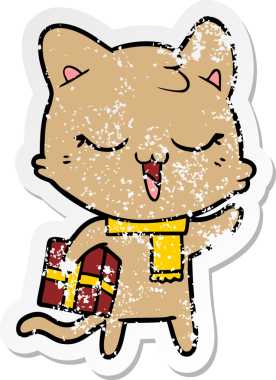 Bir insan tarafından çizilmiş karikatür bir kedinin sıkıntılı çıkartması.