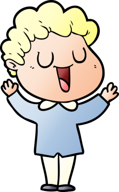 Bir insan tarafından çizilmiş gülen karikatür adam.