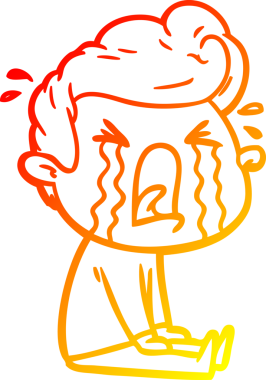 Bir insan tarafından çizilmiş, ağlayan bir çizgi film karakteri.