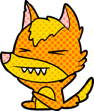 Bir insan tarafından çizilmiş tilki çizgi film karakteri