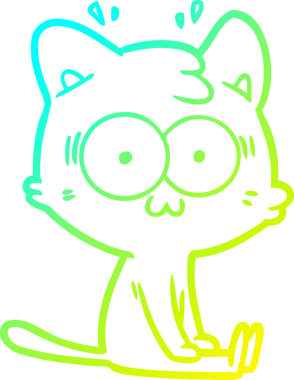 Bir çizgi filmin soğuk gradyan çizimi bir insan tarafından çizilmiş sürpriz bir kedi.