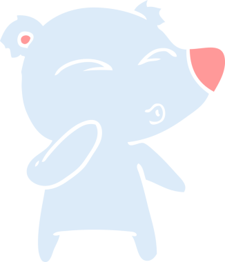 Düz renkli çizgi film ıslık çalan ayı insan tarafından çizilmiş.