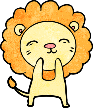 Bir insan tarafından çizilmiş çizgi film aslanı.