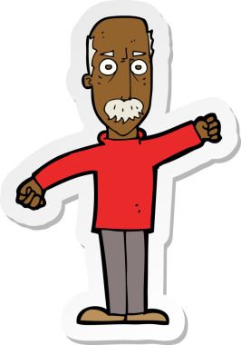 Bir insan tarafından çizilmiş kızgın yaşlı bir adamın çıkartması.