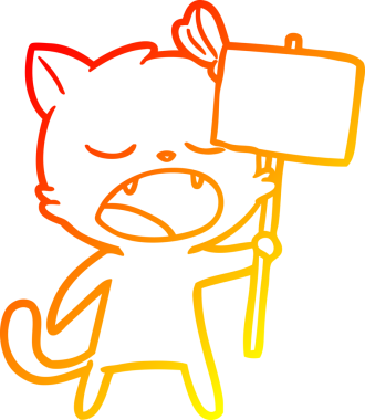 Bir insan tarafından çizilen esneyen kedinin sıcak çizgi çizimi