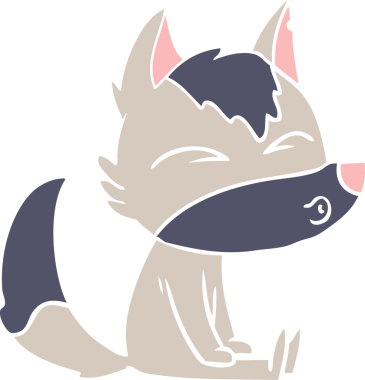 Bir insan tarafından çizilmiş düz renk çizgi film kurt ıslığı.