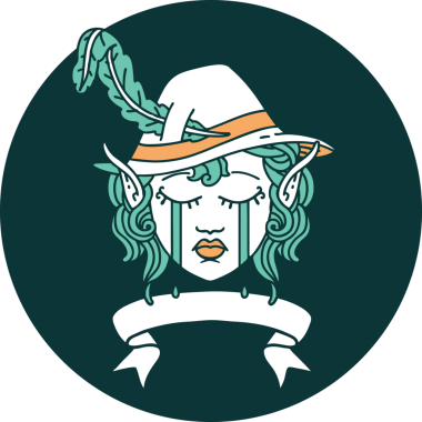 Ağlayan Elf Ozan karakteri simgesi Bir insan tarafından çizilmiş pankartıyla