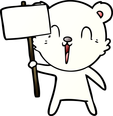 Bir insan tarafından çizilmiş protesto tabelalı kutup ayısı.