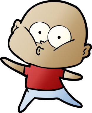 Bir insan tarafından çizilmiş kel bir adam.