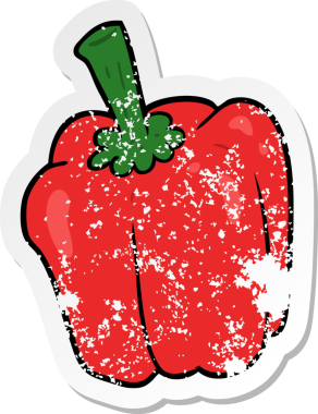 Bir insan tarafından çizilmiş karikatür biberinin sıkıntılı çıkartması.