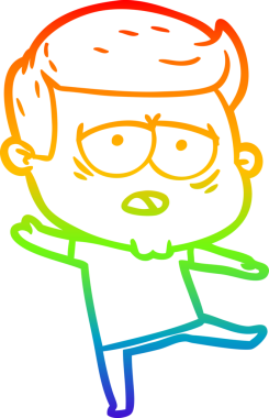 Gökkuşağı gradyan çizgi çizimi bir insan tarafından çizilmiş yorgun bir adam