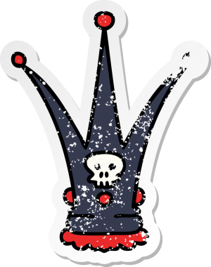 Bir insan tarafından çizilmiş garip bir el çıkartması çizilmiş ölüm tacı.