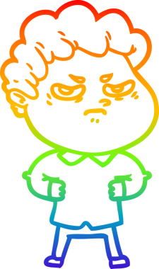 Bir insan tarafından çizilmiş kızgın bir adamın çizdiği gökkuşağı gradyanı çizimi