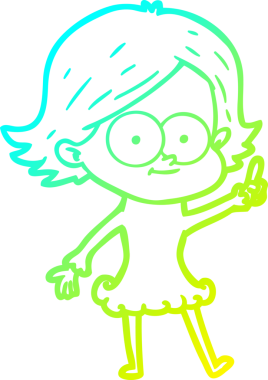 Bir insan tarafından çizilmiş mutlu çizgi film kızı çizimi.