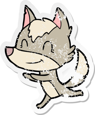 Bir insan tarafından çizilmiş dost canlısı bir kurdun sıkıntılı çıkartması.