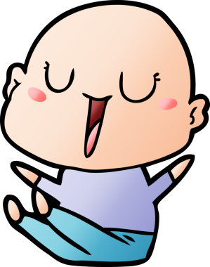 Bir insan tarafından çizilmiş mutlu, kel adam.