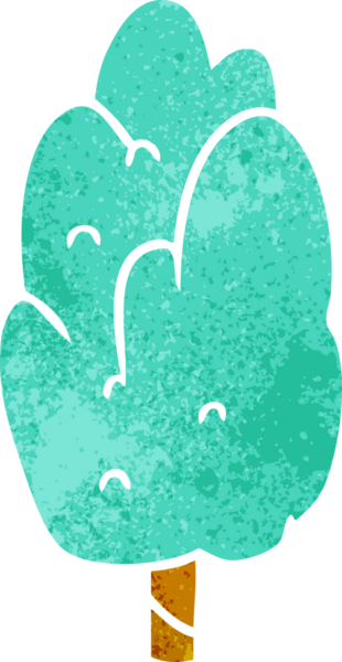 El çizimi retro karikatür karalama Bir insan tarafından çizilmiş tek yeşil ağaç