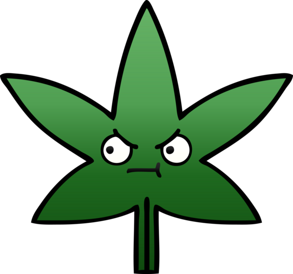 Bir insan tarafından çizilmiş marihuana yaprağının gölgeli çizgi filmi.