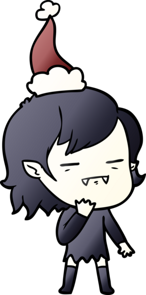 Bir insan tarafından çizilmiş Noel Baba şapkası giyen ölümsüz bir vampirin el çizimi karikatürü.