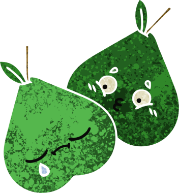 Bir insan tarafından çizilmiş armutun retro çizim tarzı karikatürü