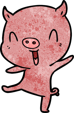 Bir insan tarafından çizilmiş domuz dansı.