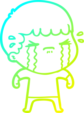 Bir insan tarafından çizilmiş ağlayan bir çizgi film karakteri çizimi.