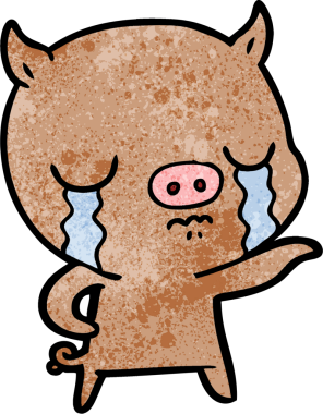 Bir insan tarafından çizilmiş çizgi filmdeki domuz ağlaması.