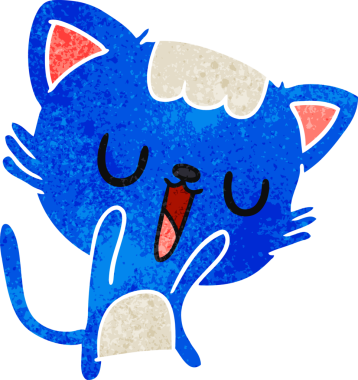 Bir insan tarafından çizilmiş sevimli kawaii kedisinin serbest çizimi.