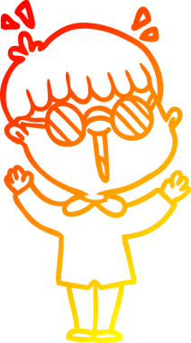 Bir insan tarafından çizilmiş gözlük takan çizgi film çocuğu çizimi.