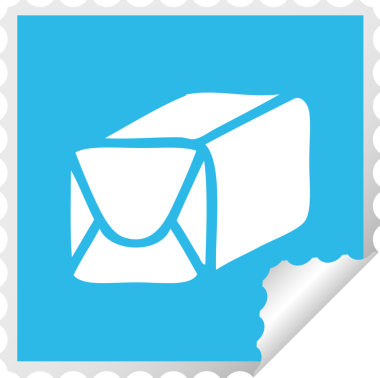 Bir insan tarafından çizilmiş kağıdın kare soyma etiketi karikatürü