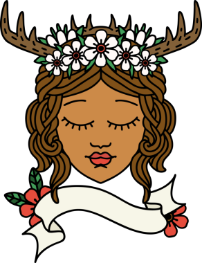 Bir insan tarafından çizilmiş Retro Dövme Tarzı İnsan Druidi