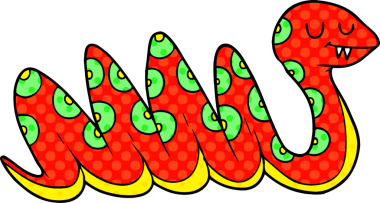 Bir insan tarafından çizilmiş çizgi film yılanı.