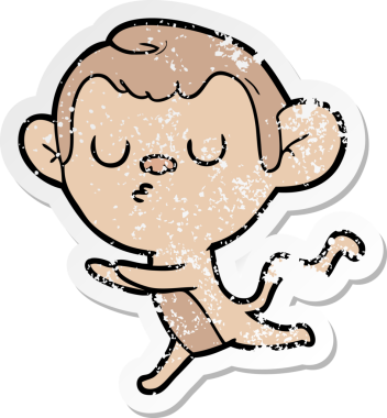 Bir insan tarafından çizilmiş karikatür maymununun sıkıntılı çıkartması