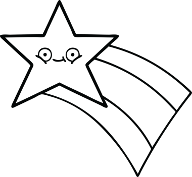 Bir insan tarafından çizilmiş kayan gökkuşağı yıldızının çizgi çizimi