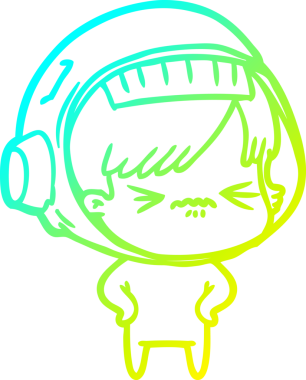 Bir insan tarafından çizilmiş soğuk gradyan çizgili astronot kadın çizimi.