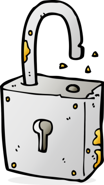 Bir insan tarafından çizilmiş paslı eski asma kilit.