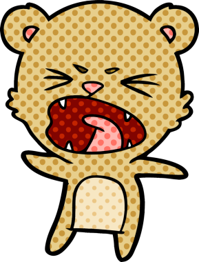 Bir insan tarafından çizilmiş kızgın çizgi film ayısı.