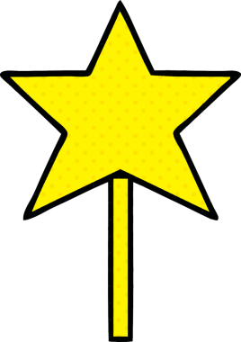 Bir insan tarafından çizilmiş bir yıldız değneğinin çizgi romanı.