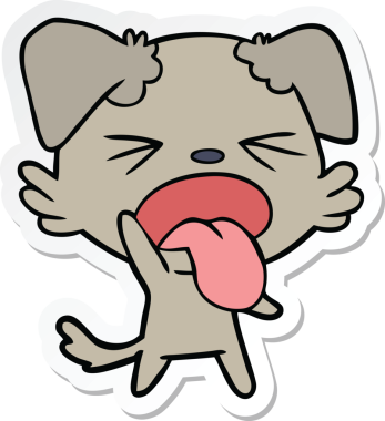 Bir insan tarafından çizilmiş tiksindirici bir köpeğin çıkartması.