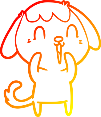 Bir insan tarafından çizilmiş sevimli bir köpeğin sıcak çizgi çizgisi.