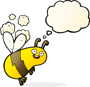 Bir insan tarafından çizilmiş düşünce balonlu komik çizgi film arısı.