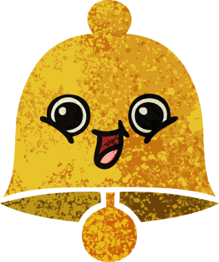 Bir insan tarafından çizilmiş bir çanın retro çizim tarzı karikatürü